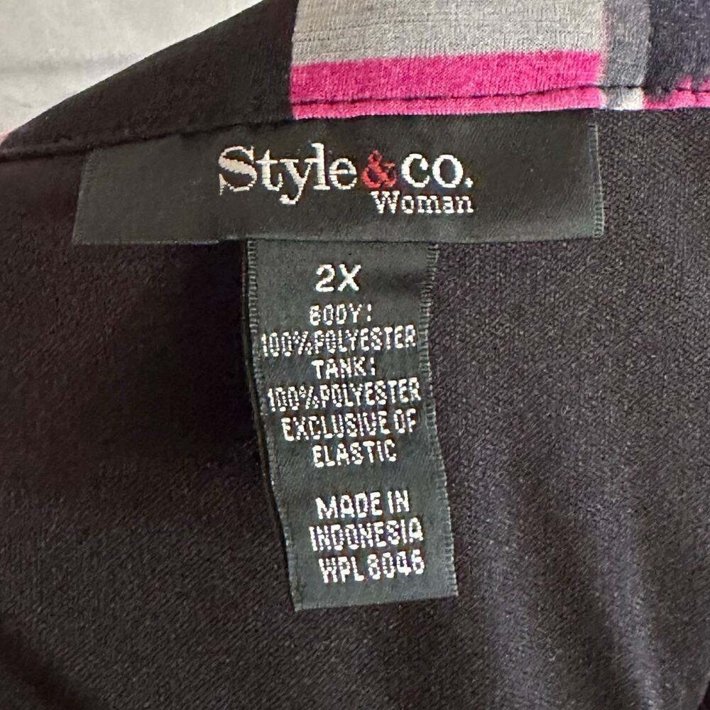 C22 Style & Co. Pink & Purple Patterned Blouse, 2x, NWT - Picture 6 of 7